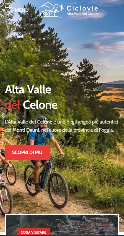 Sito web delle Ciclovie Alta Valle del Celone visualizzato su smartphone