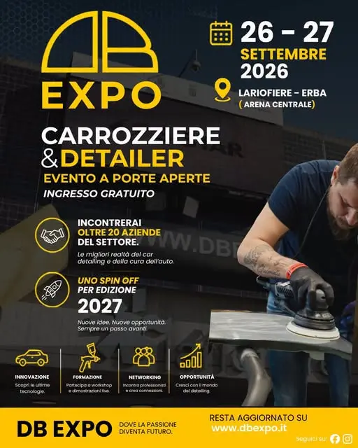 Campagna DB Expo per l’evento Carrozziere e Detailer del 26 e 27 settembre 2026